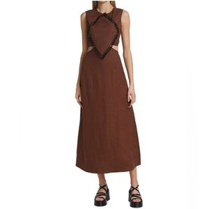 Ganni Embellished Hemp Cut-Out Dress